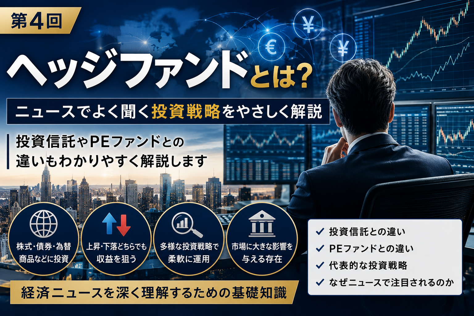 ニュースで聞く「ヘッジファンド」とは?投資信託やPEファンドとの違いを解説