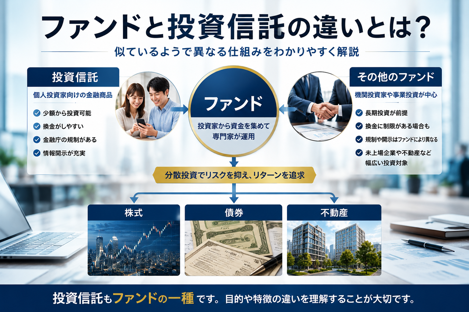 ニュースで聞く「ファンド」と投資信託の違いとは?似ているようで異なる仕組みを解説